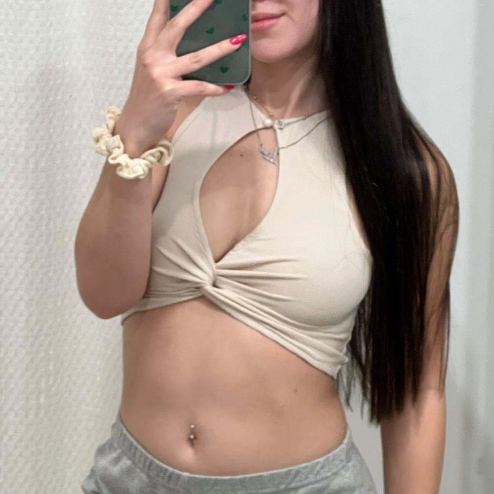 Cream Twist-Front Top